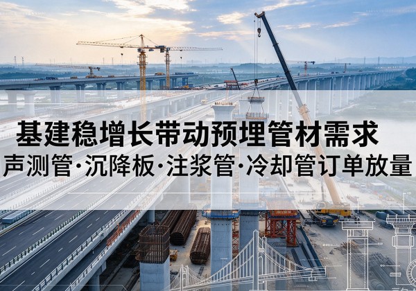 金山区基建稳增长带动预埋监测管材需求，声测管、沉降板、注浆管订单持续放量